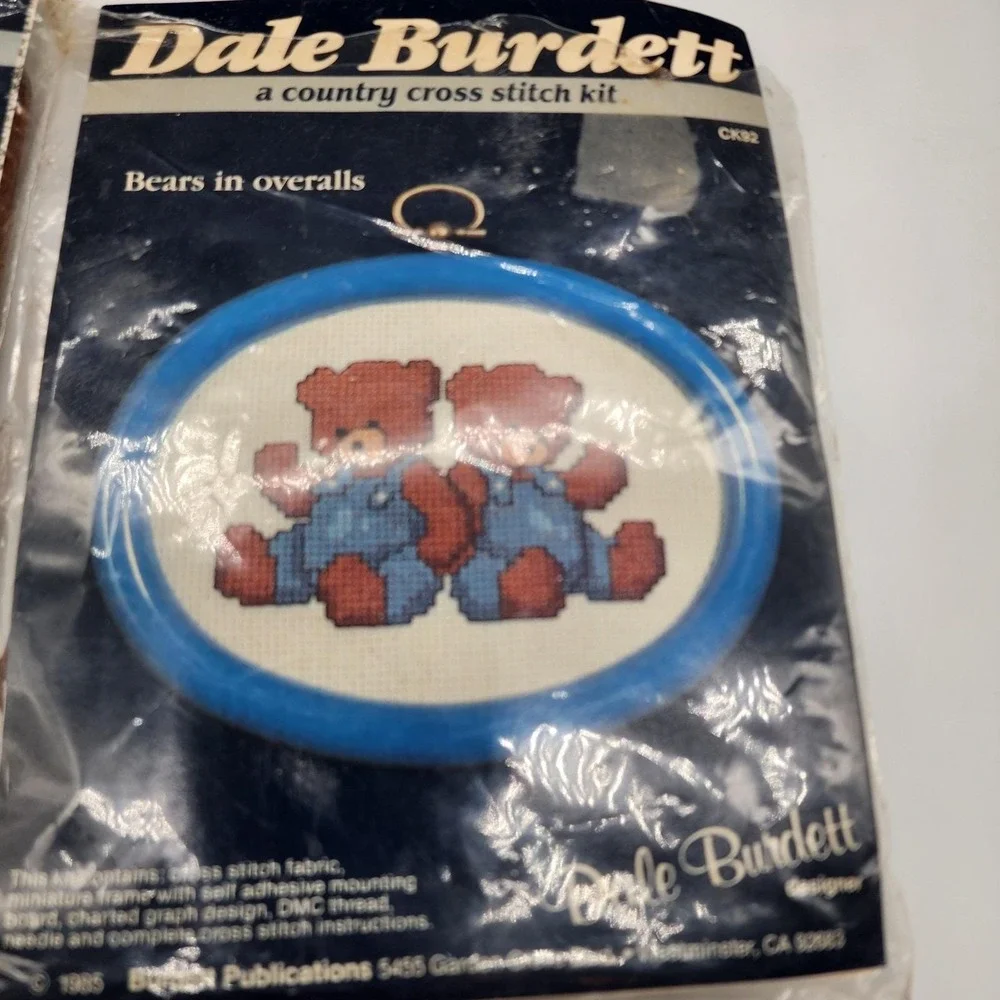 BEARS Country Cross Stitch Kit NOS Dale Burdett Vintage 1985 Set of 2 CK92 CK221